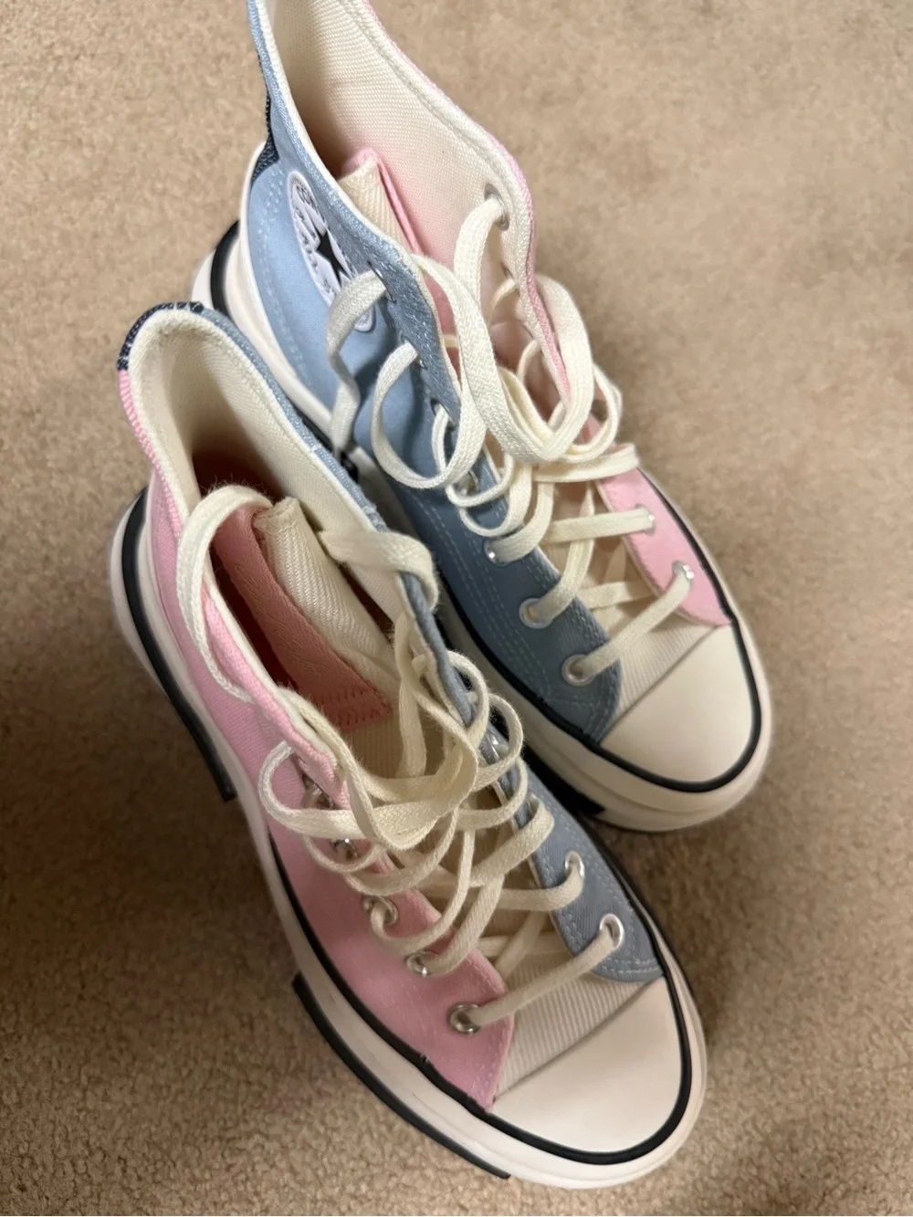 Converse Two-Tone Canvas High Top Sneakers - Pink & Light Blue